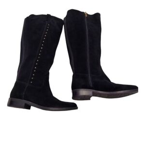 MARC FISHER Secrit Black Suede Studded  Medium Calf Tall Boots